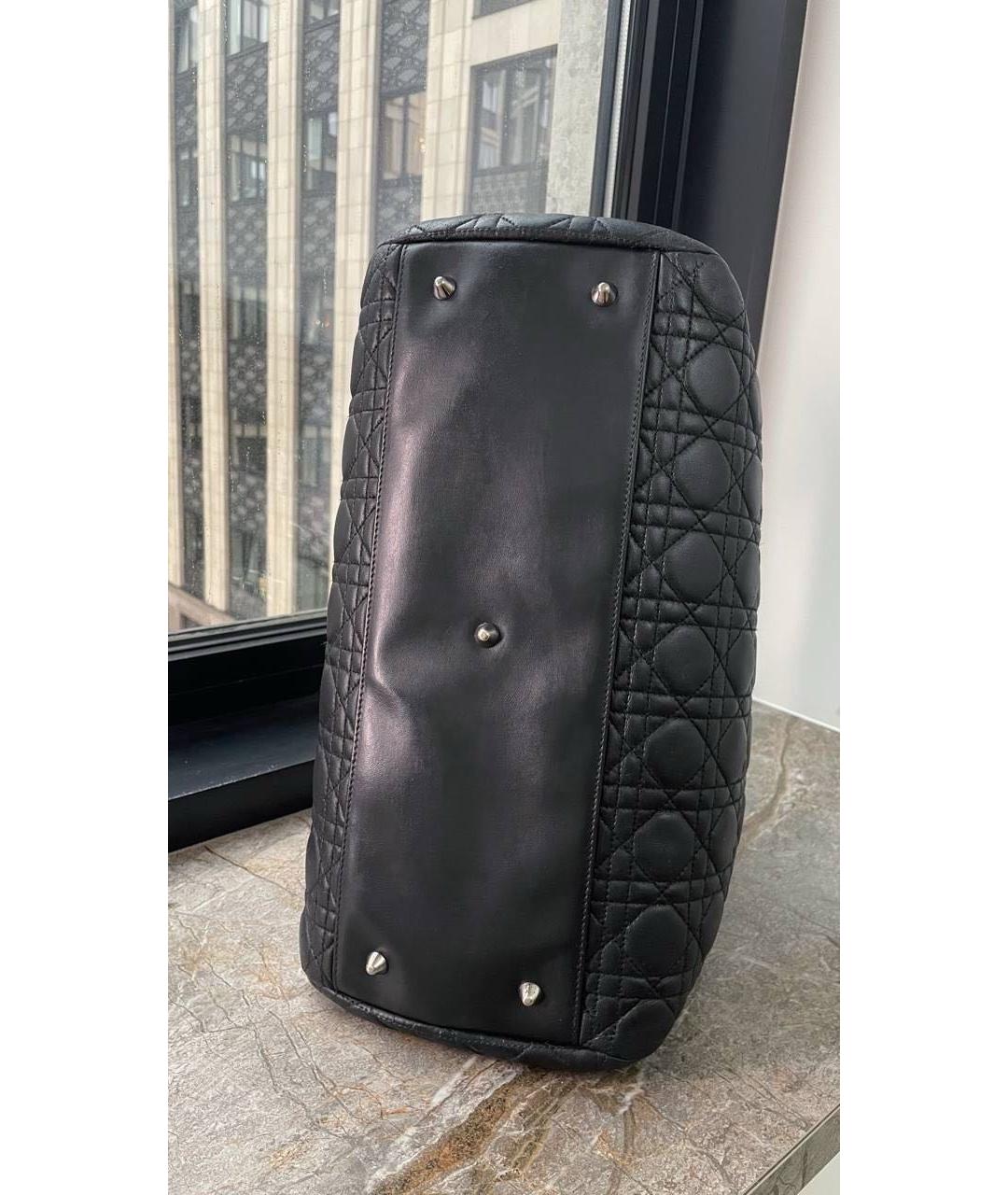 CHRISTIAN DIOR Черная кожаная сумка тоут, фото 3