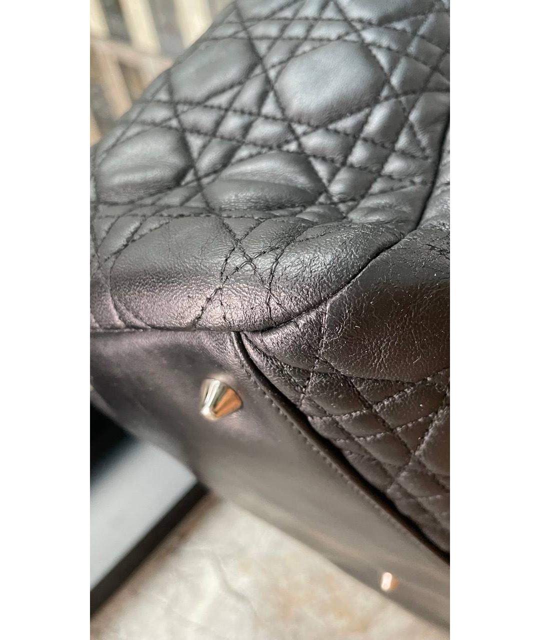 CHRISTIAN DIOR Черная кожаная сумка тоут, фото 5