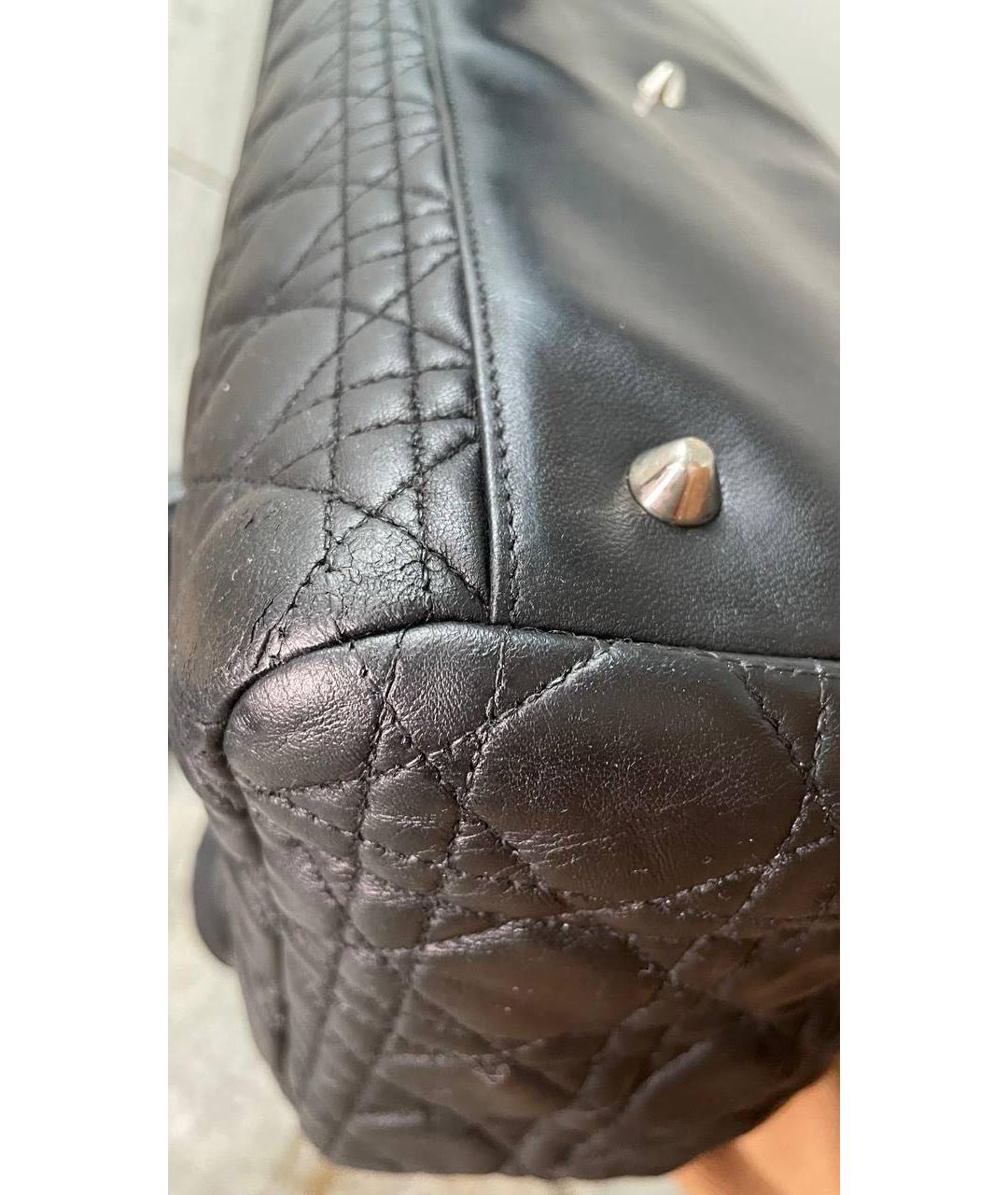 CHRISTIAN DIOR Черная кожаная сумка тоут, фото 6