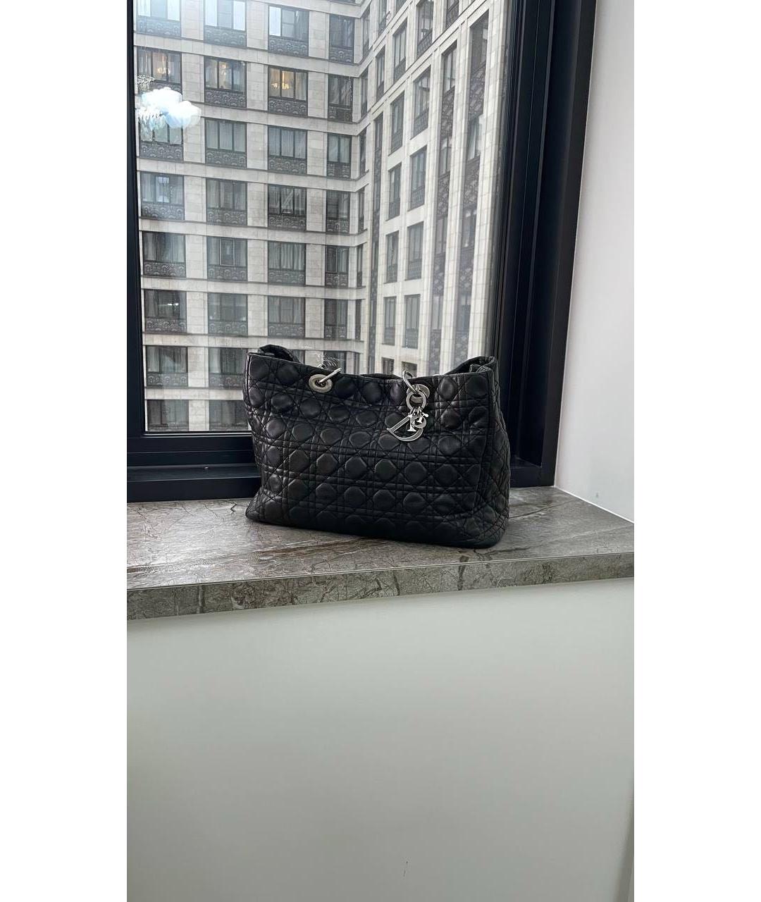 CHRISTIAN DIOR Черная кожаная сумка тоут, фото 2