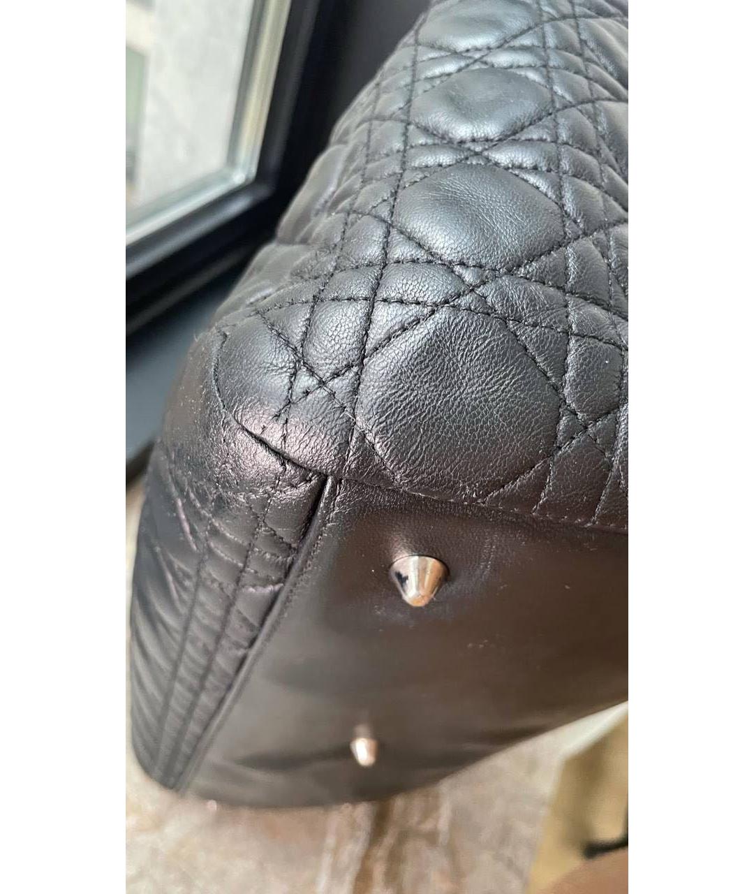 CHRISTIAN DIOR Черная кожаная сумка тоут, фото 4