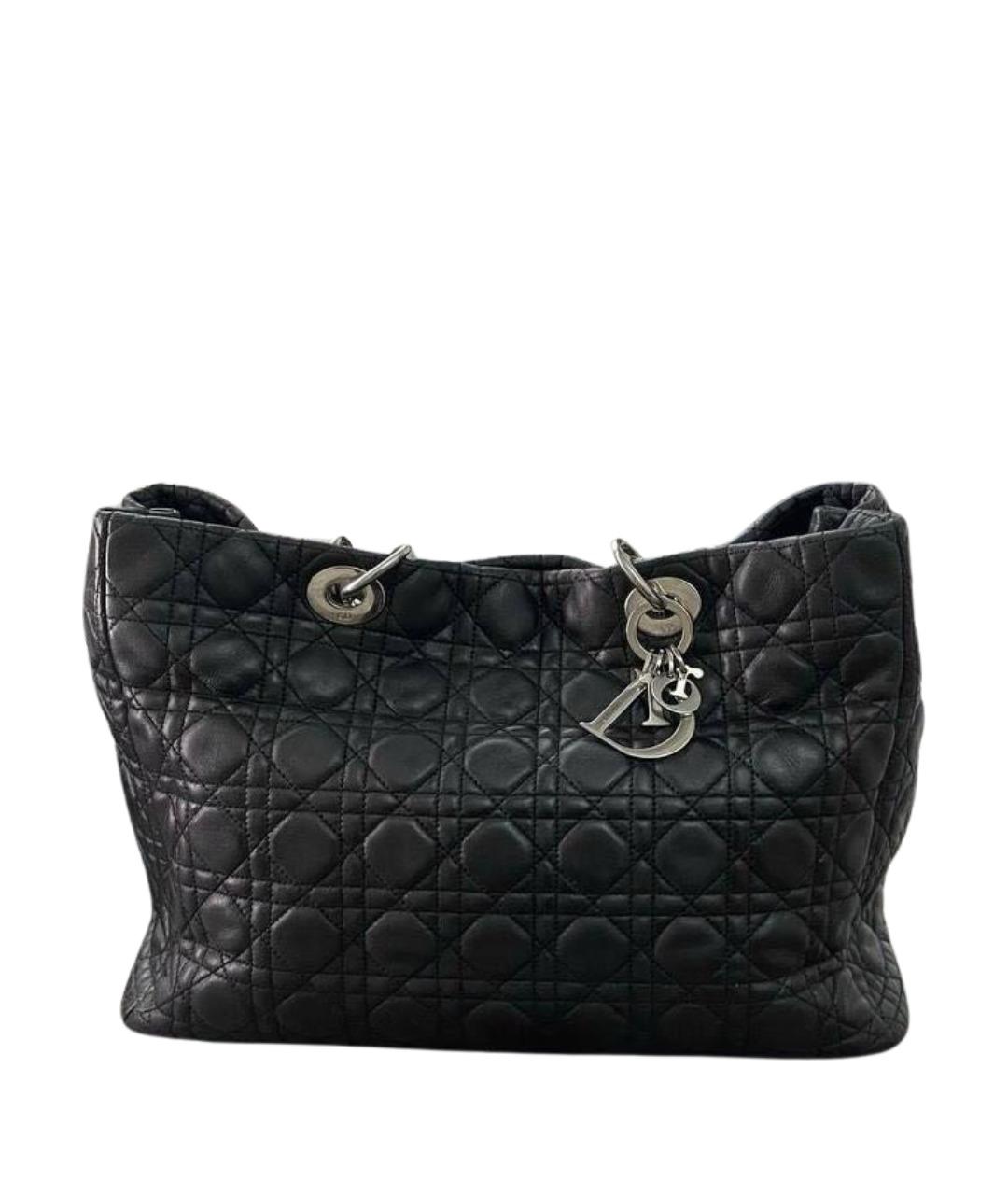 CHRISTIAN DIOR Черная кожаная сумка тоут, фото 1