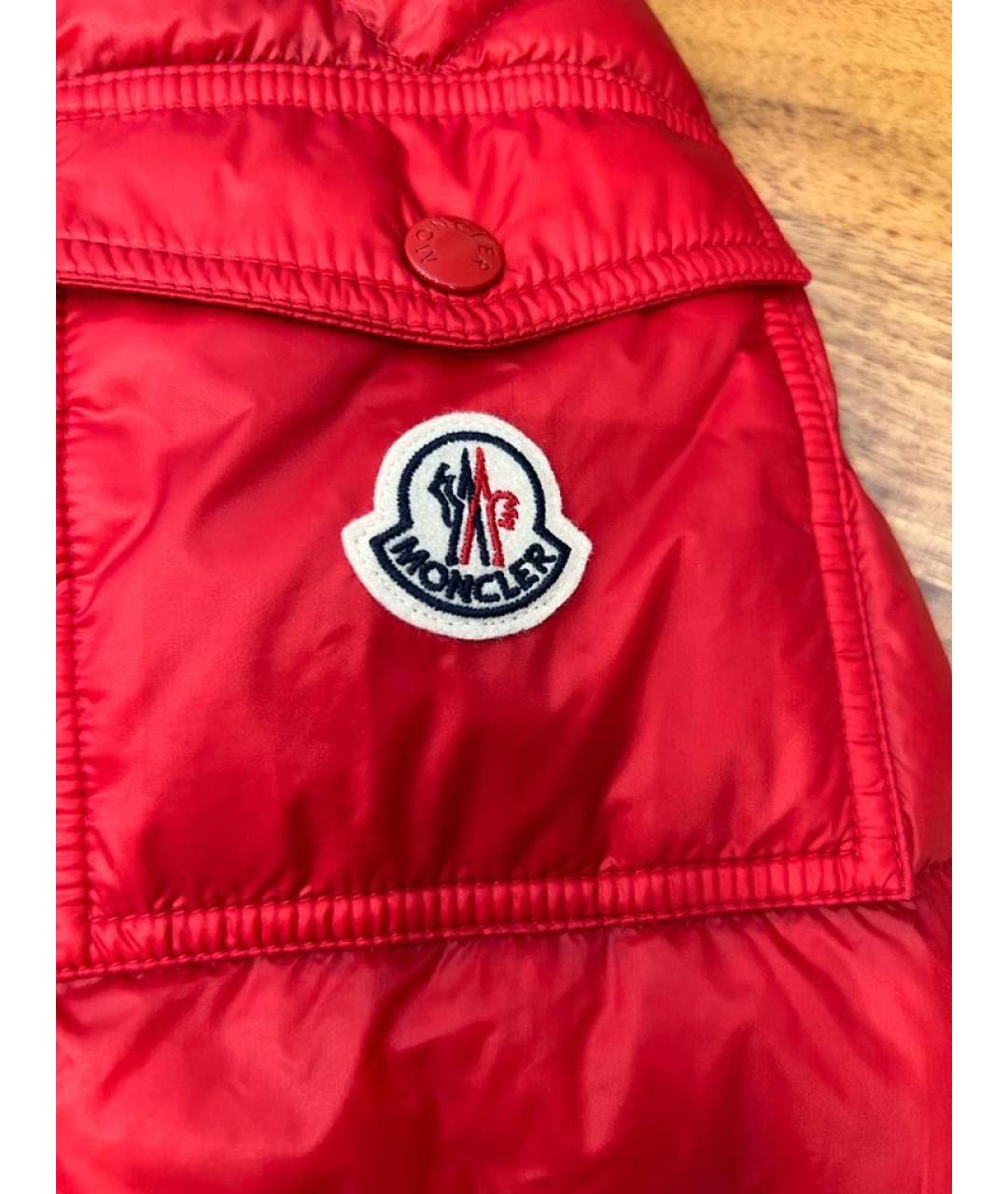 MONCLER Красный полиамидовый пуховик, фото 7