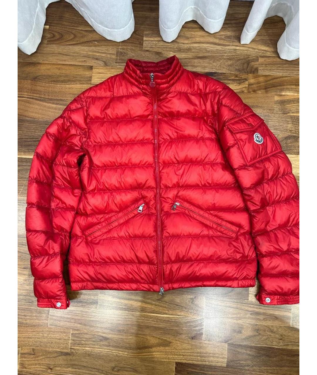 MONCLER Красный полиамидовый пуховик, фото 9