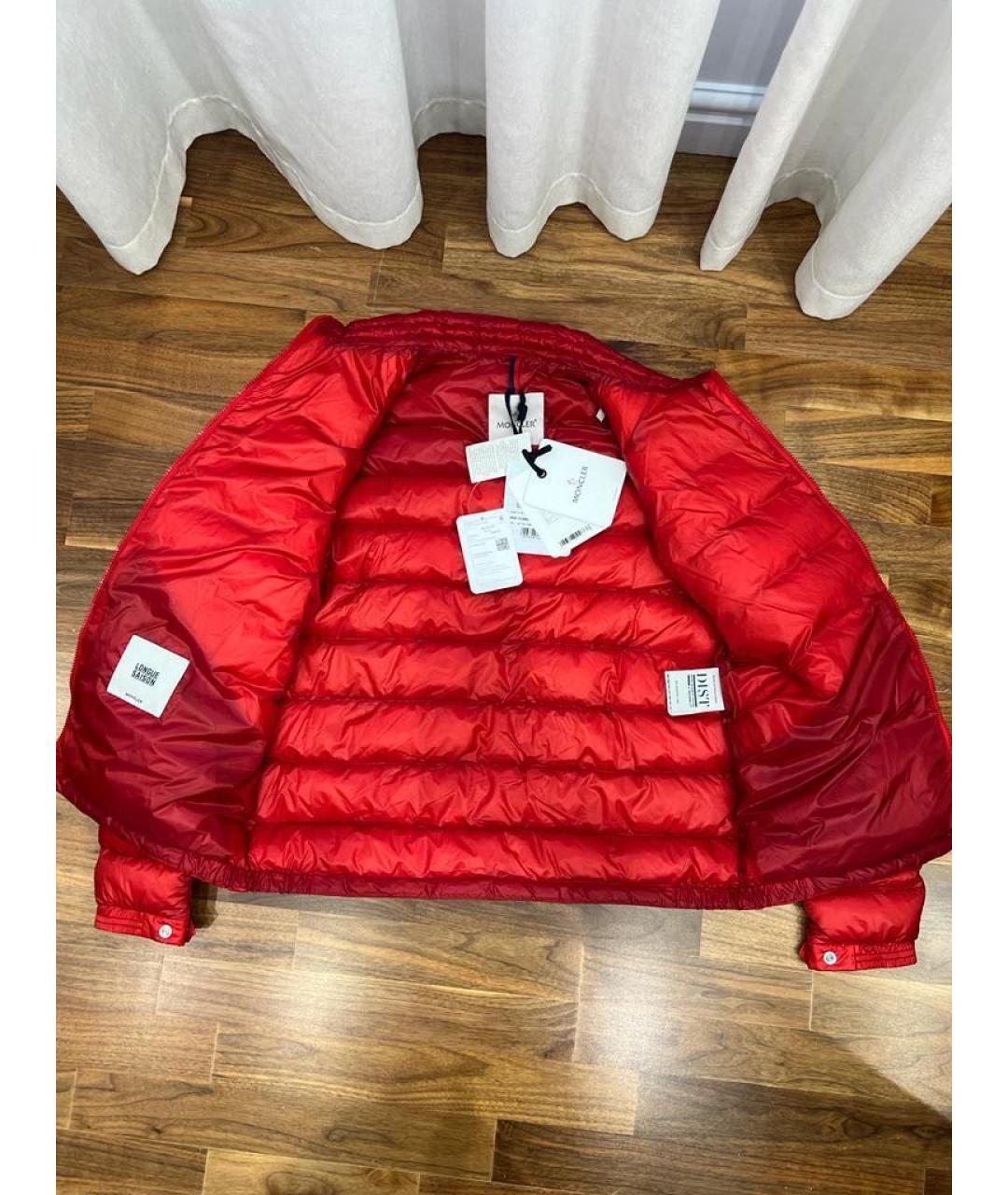 MONCLER Красный полиамидовый пуховик, фото 6