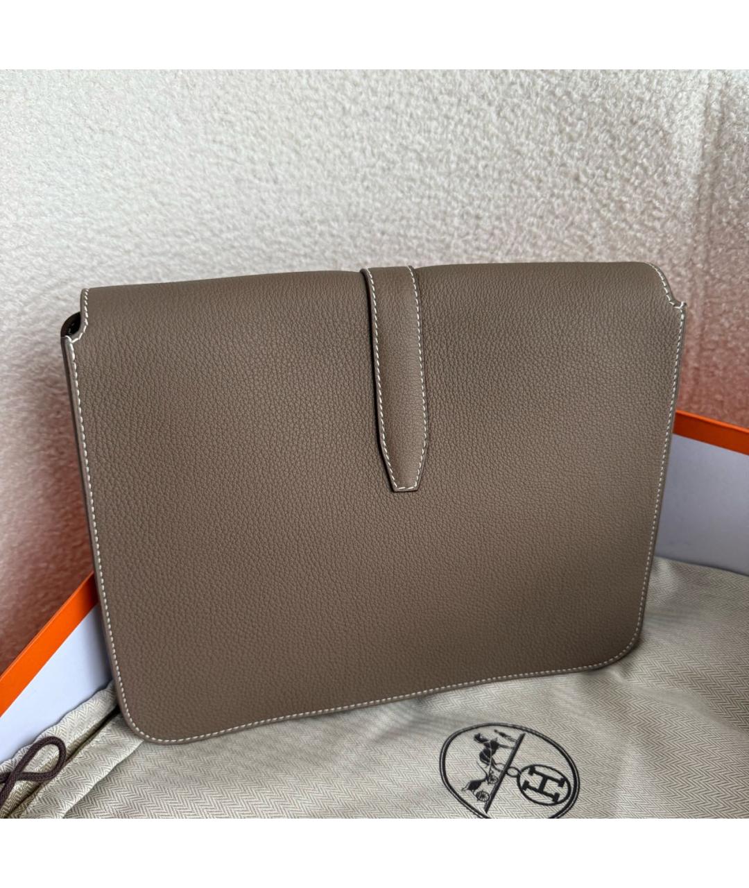 HERMES Серая кожаная сумка на плечо, фото 3