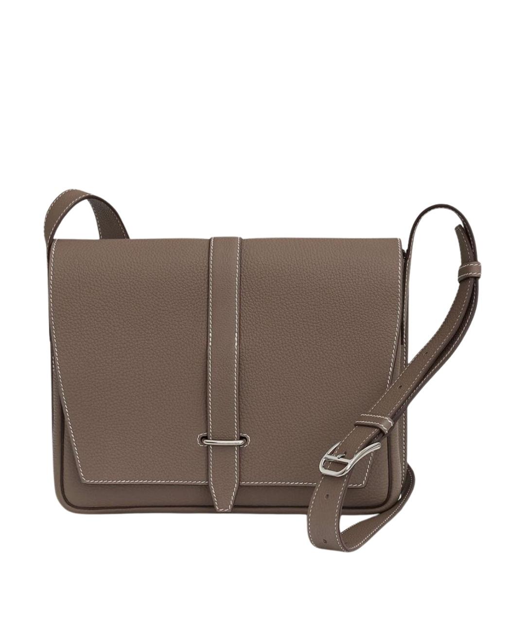 HERMES Серая кожаная сумка на плечо, фото 1