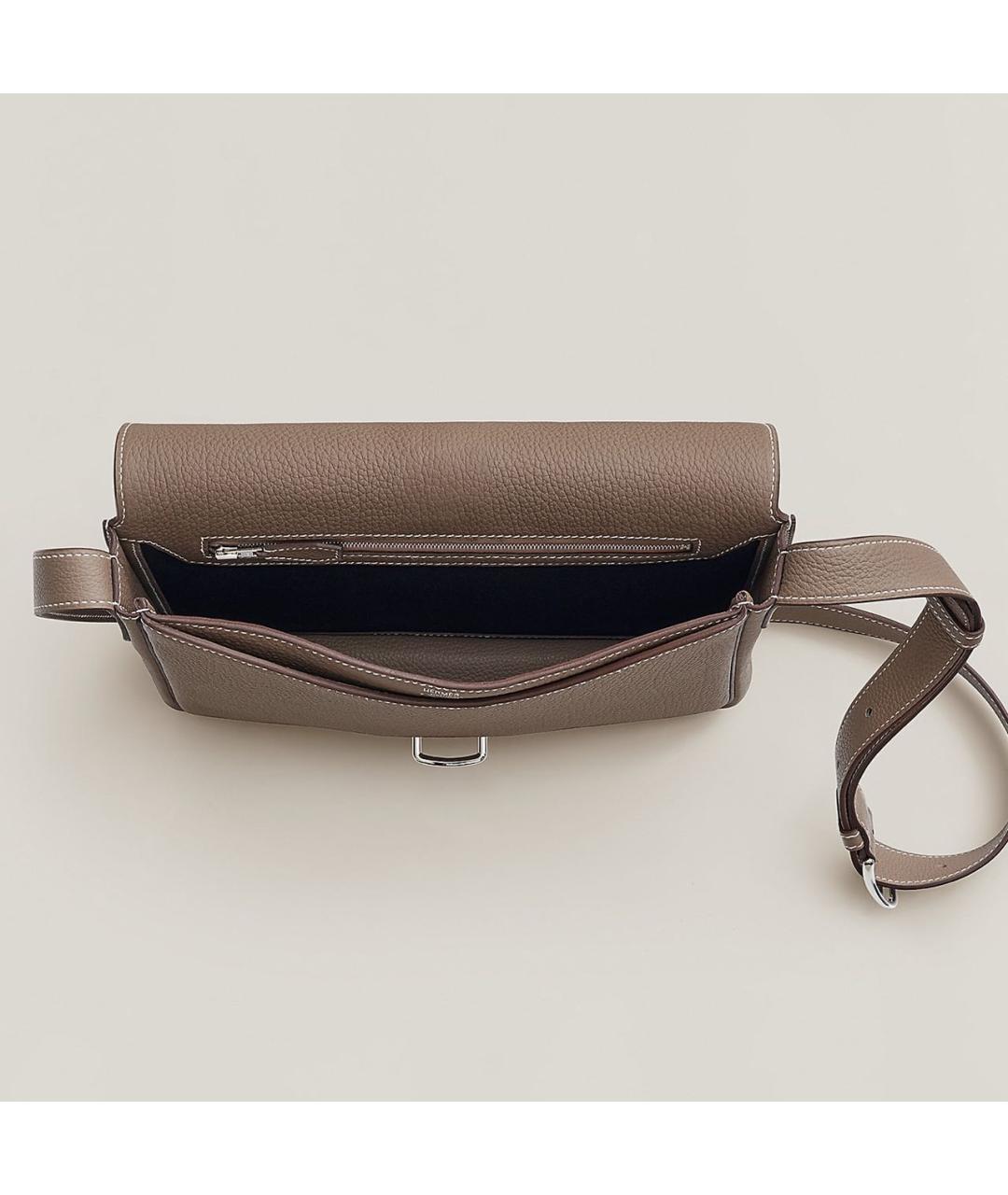 HERMES Серая кожаная сумка на плечо, фото 6