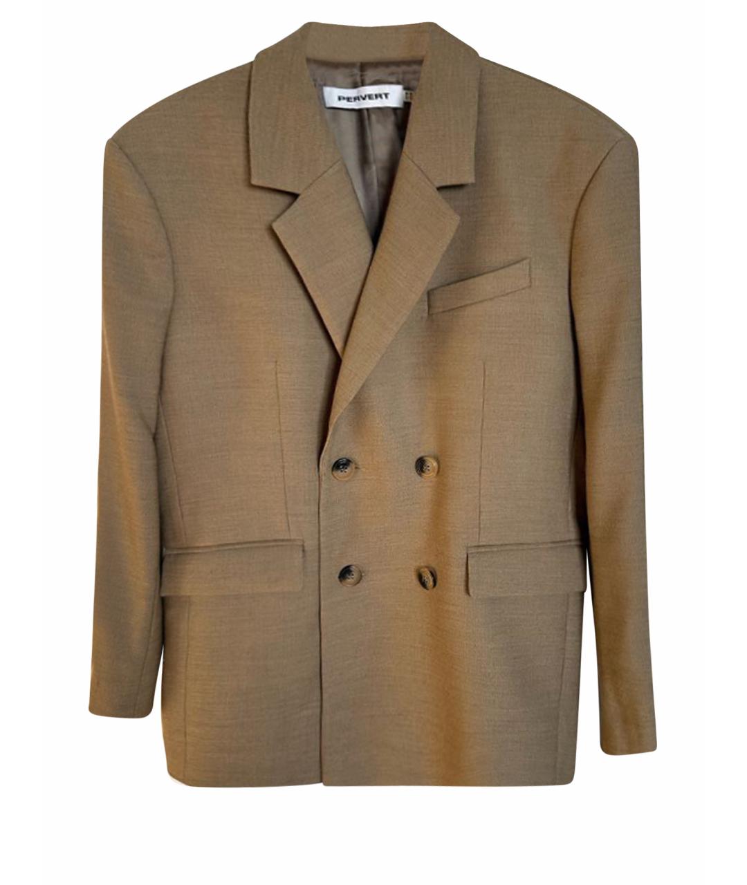 PERVERT Бежевый шерстяной жакет/пиджак, фото 1