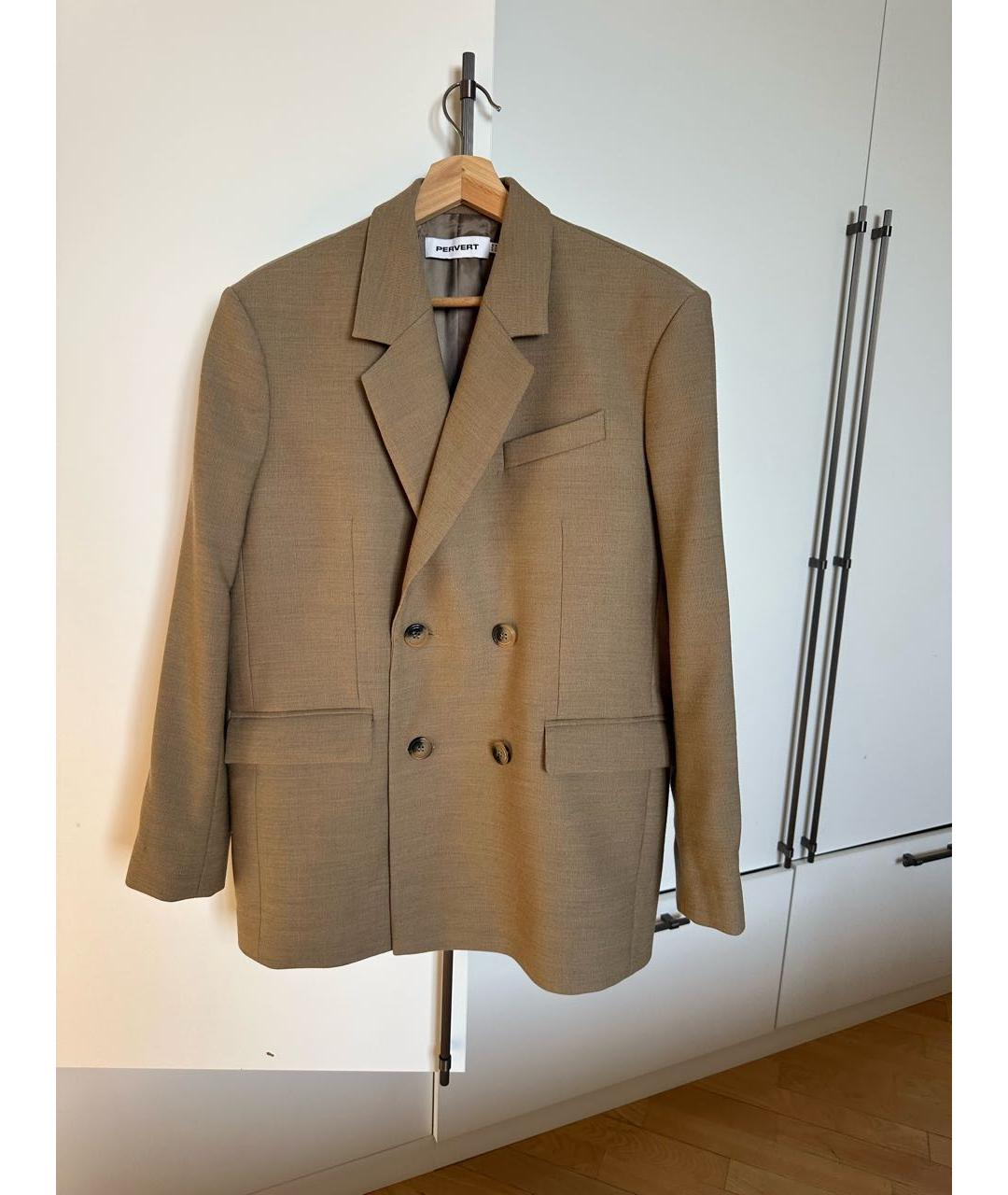PERVERT Бежевый шерстяной жакет/пиджак, фото 9