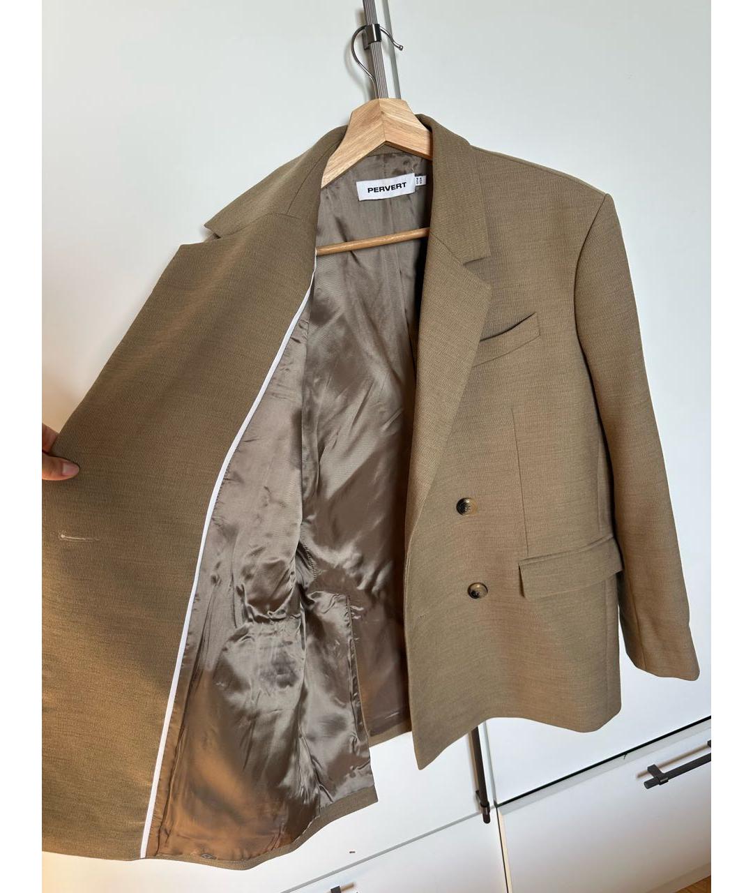 PERVERT Бежевый шерстяной жакет/пиджак, фото 8