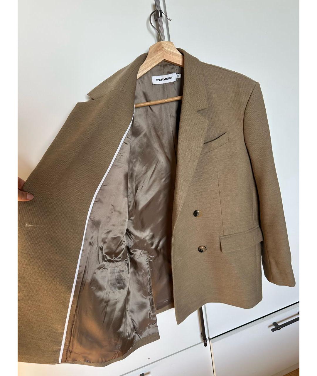 PERVERT Бежевый шерстяной жакет/пиджак, фото 4