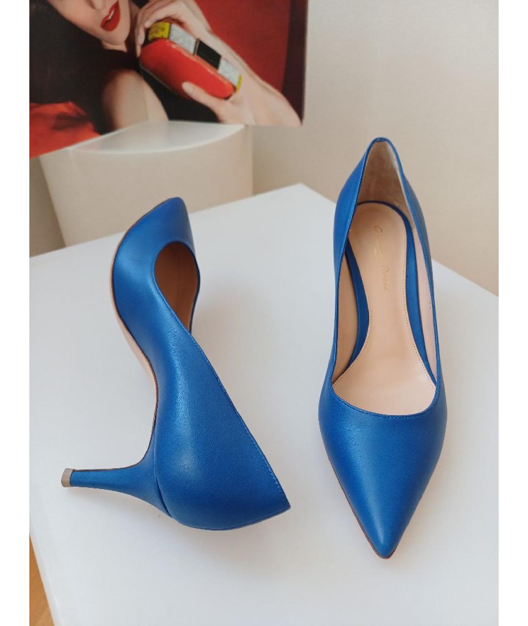 GIANVITO ROSSI Синие кожаные туфли, фото 3