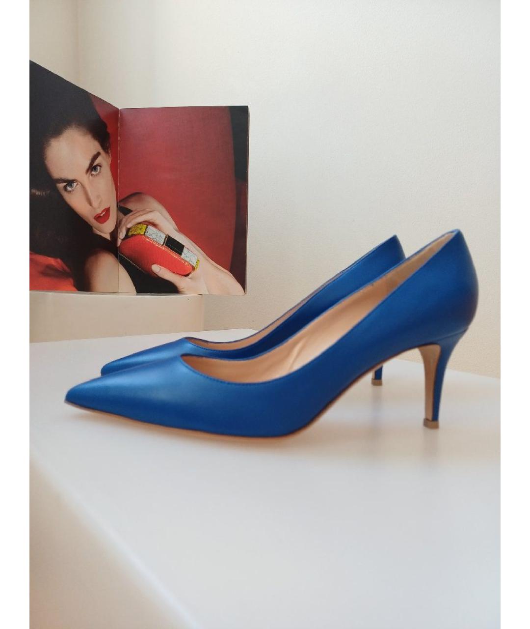 GIANVITO ROSSI Синие кожаные туфли, фото 6