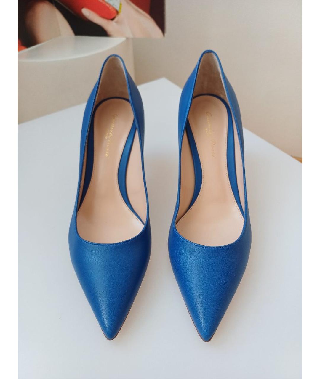 GIANVITO ROSSI Синие кожаные туфли, фото 7