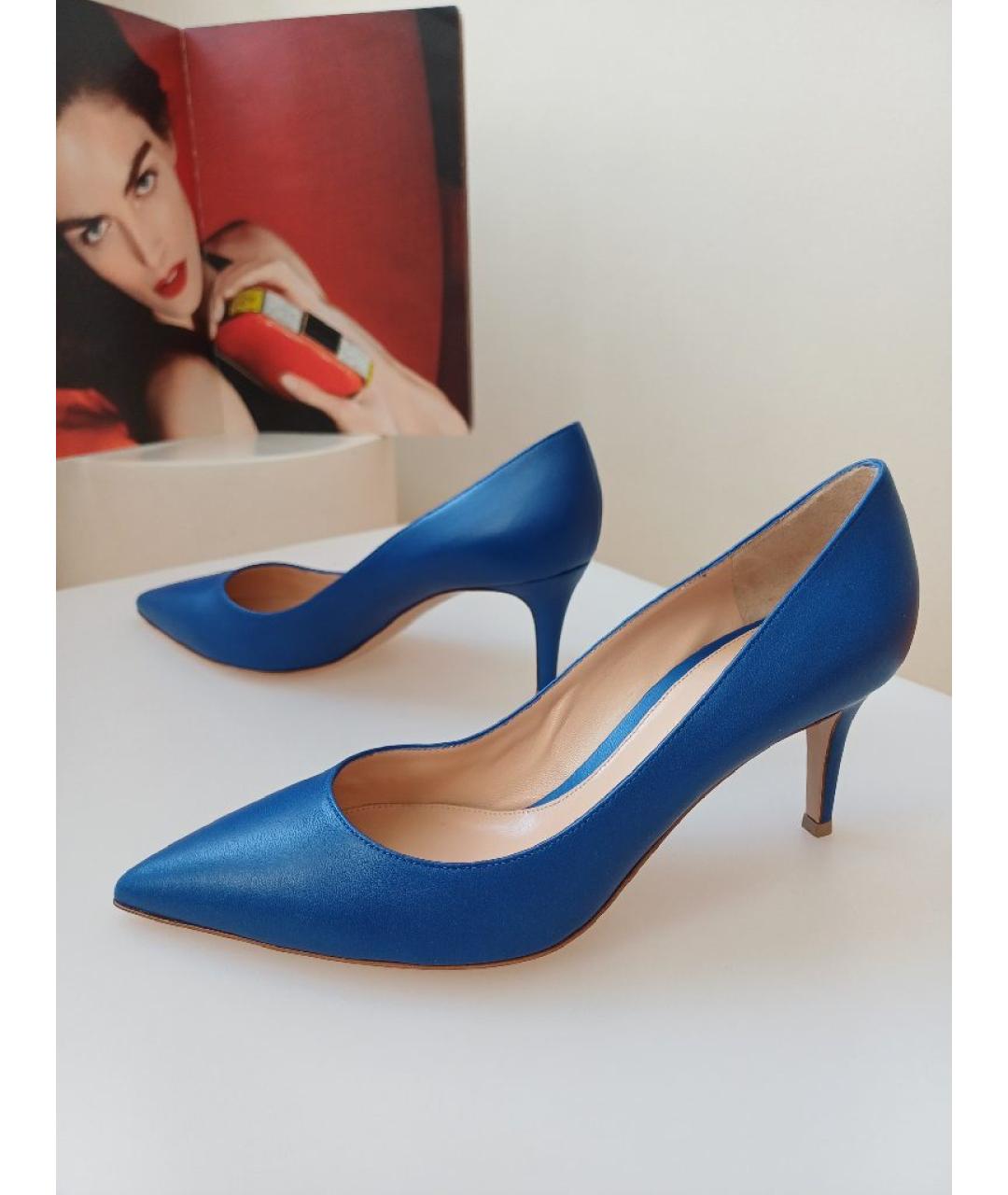 GIANVITO ROSSI Синие кожаные туфли, фото 2