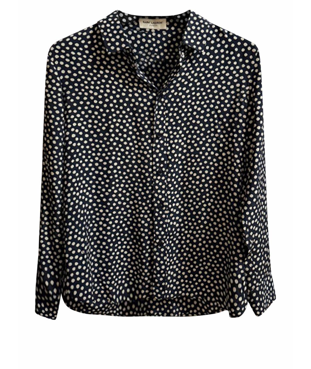 SAINT LAURENT Темно-синяя шелковая блузы, фото 1