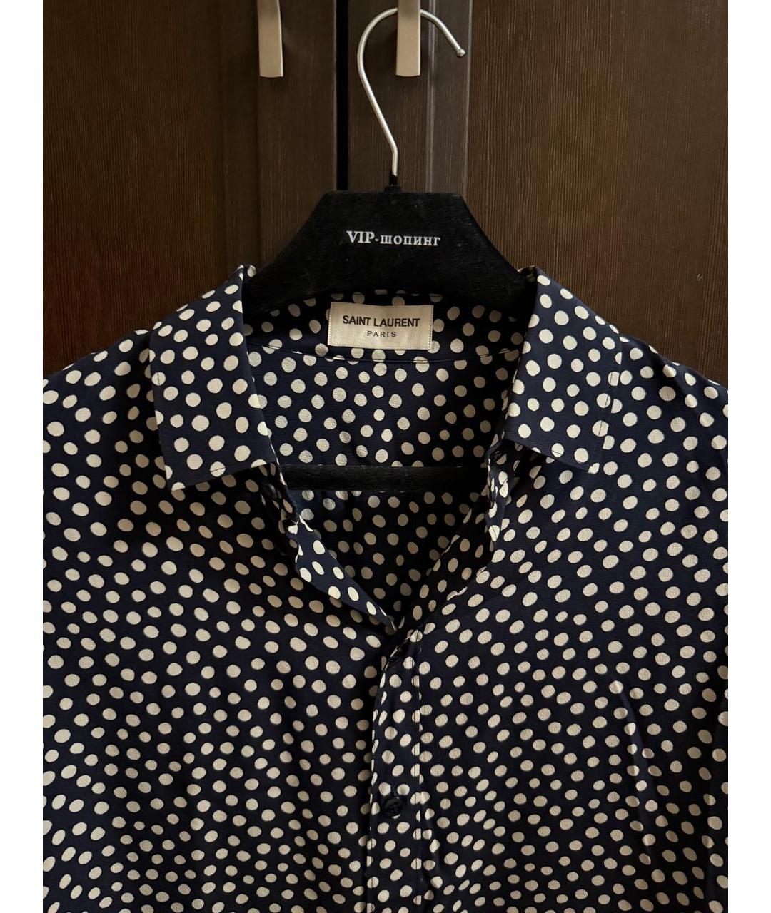 SAINT LAURENT Темно-синяя шелковая блузы, фото 4