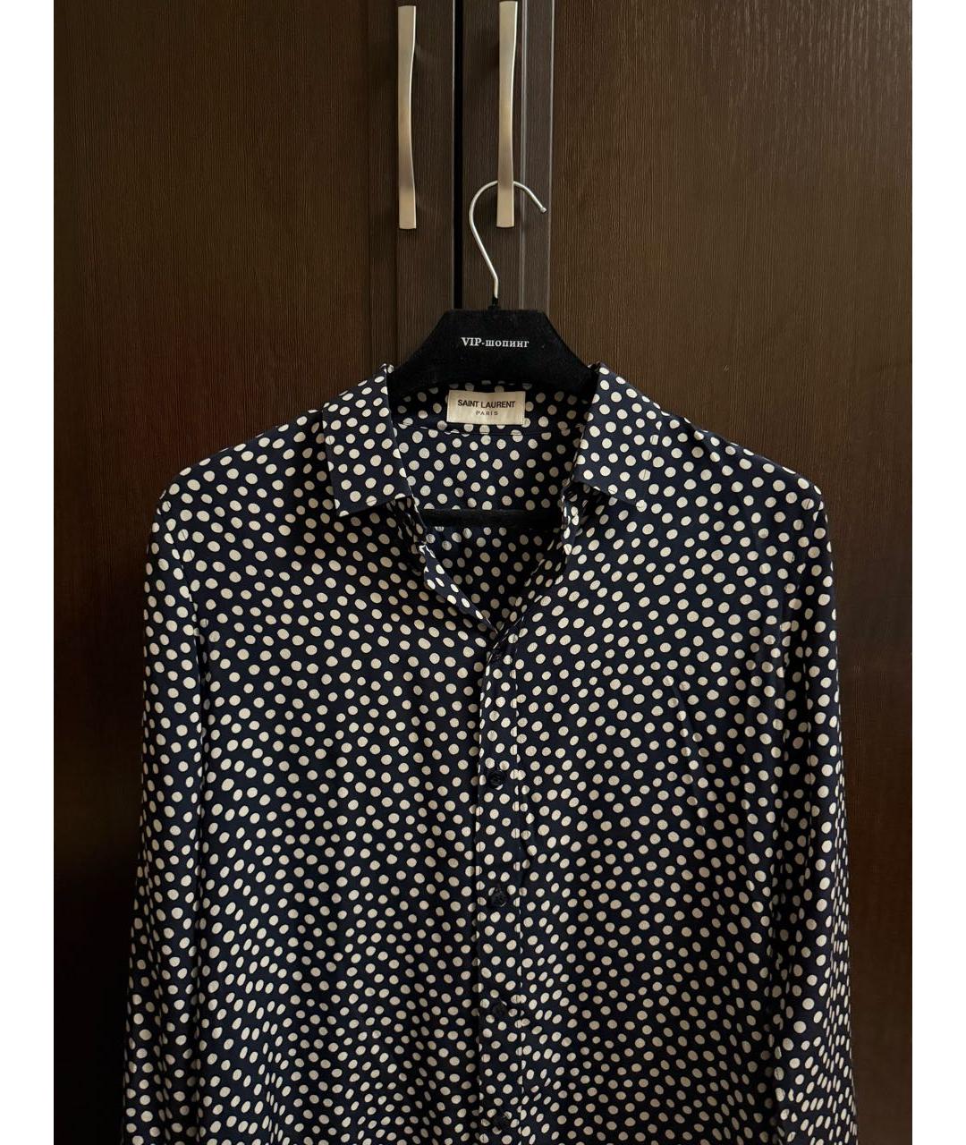 SAINT LAURENT Темно-синяя шелковая блузы, фото 3