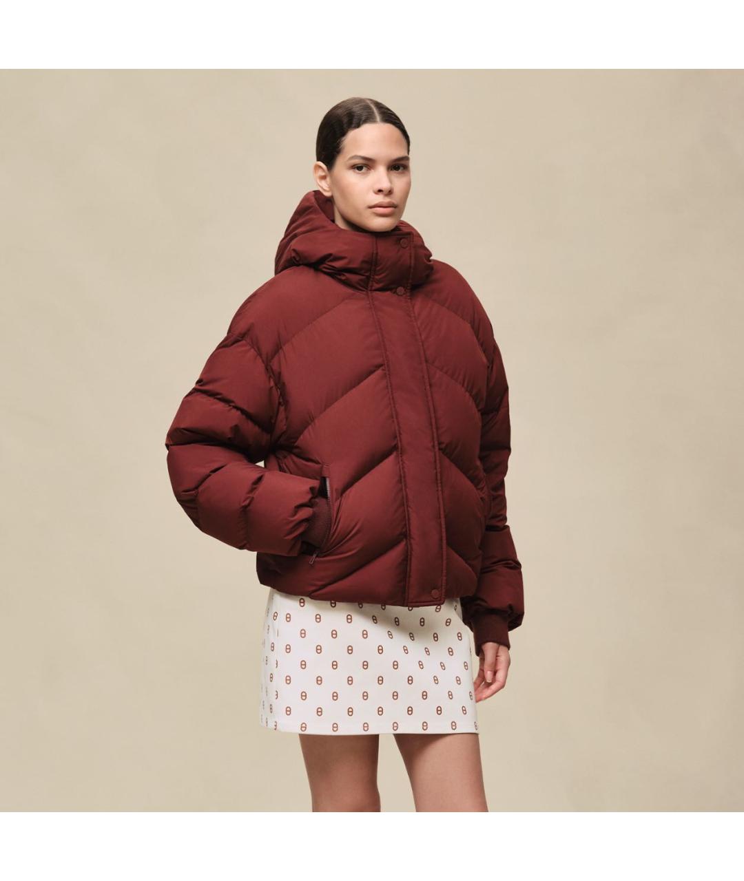 HERMES Бордовый пуховик, фото 4