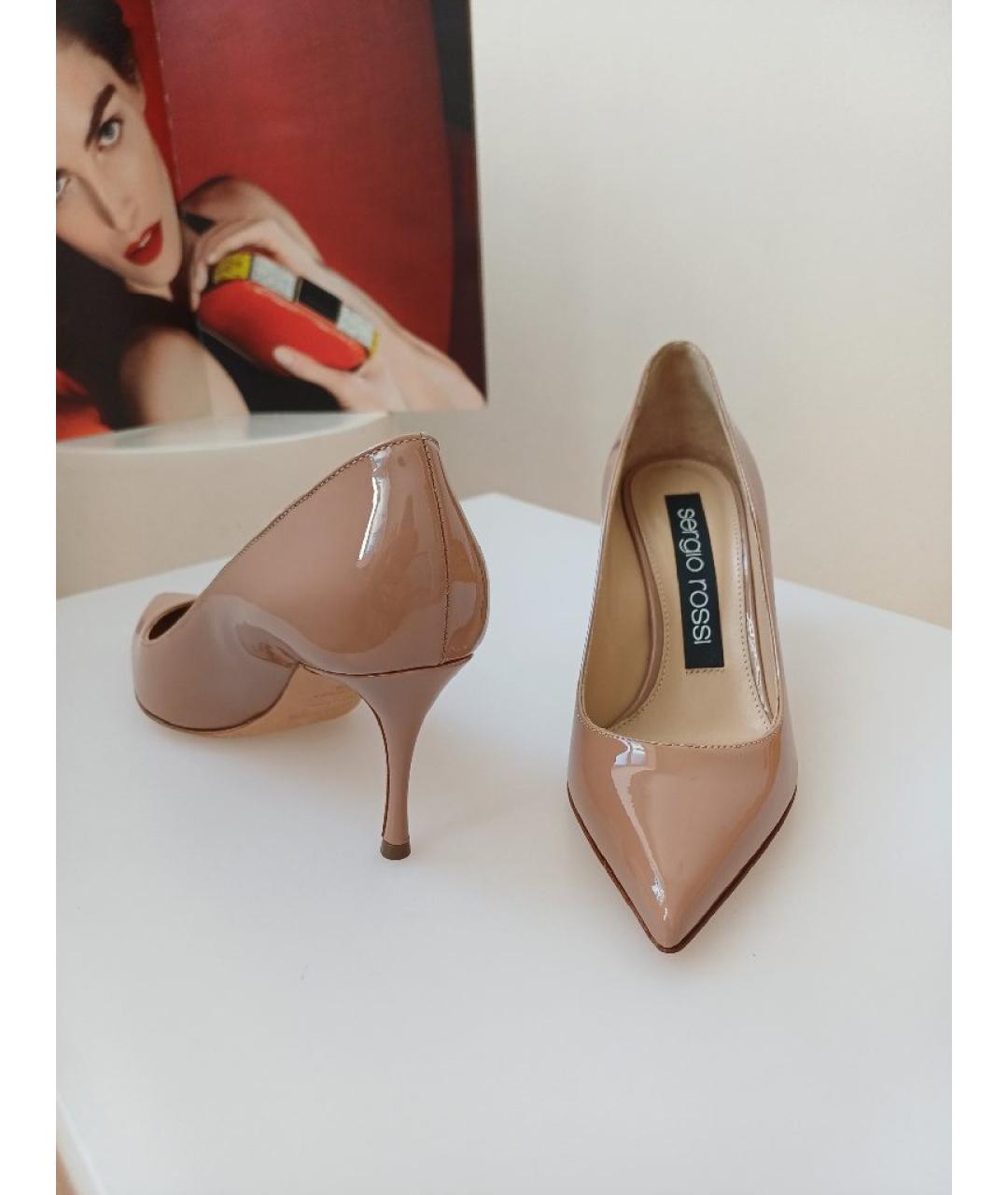 SERGIO ROSSI Коричневые туфли из лакированной кожи, фото 5