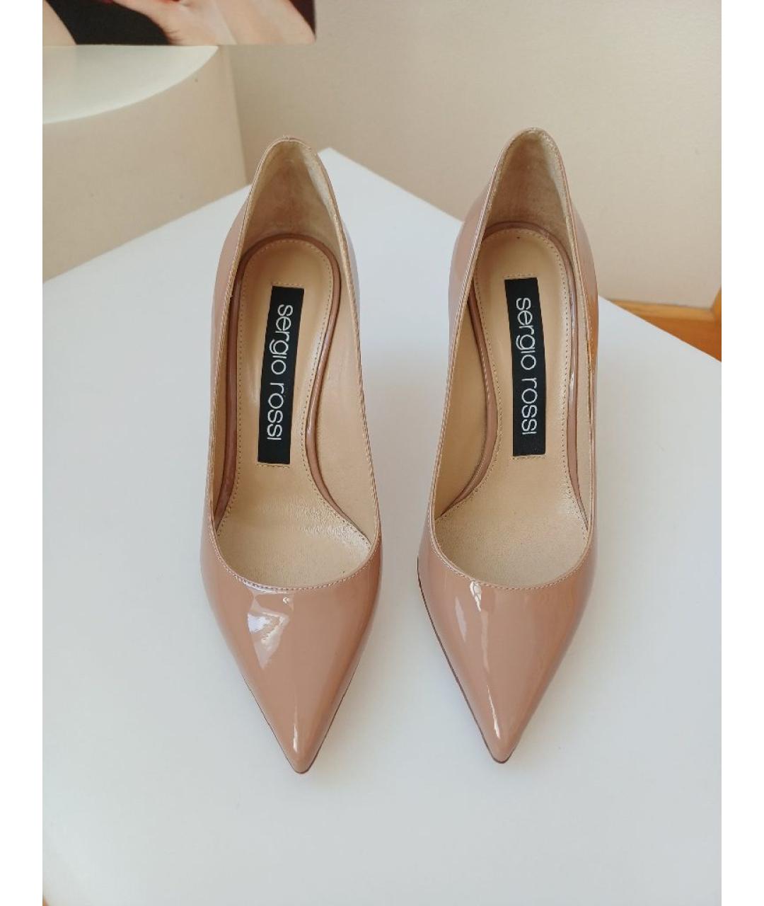 SERGIO ROSSI Коричневые туфли из лакированной кожи, фото 7