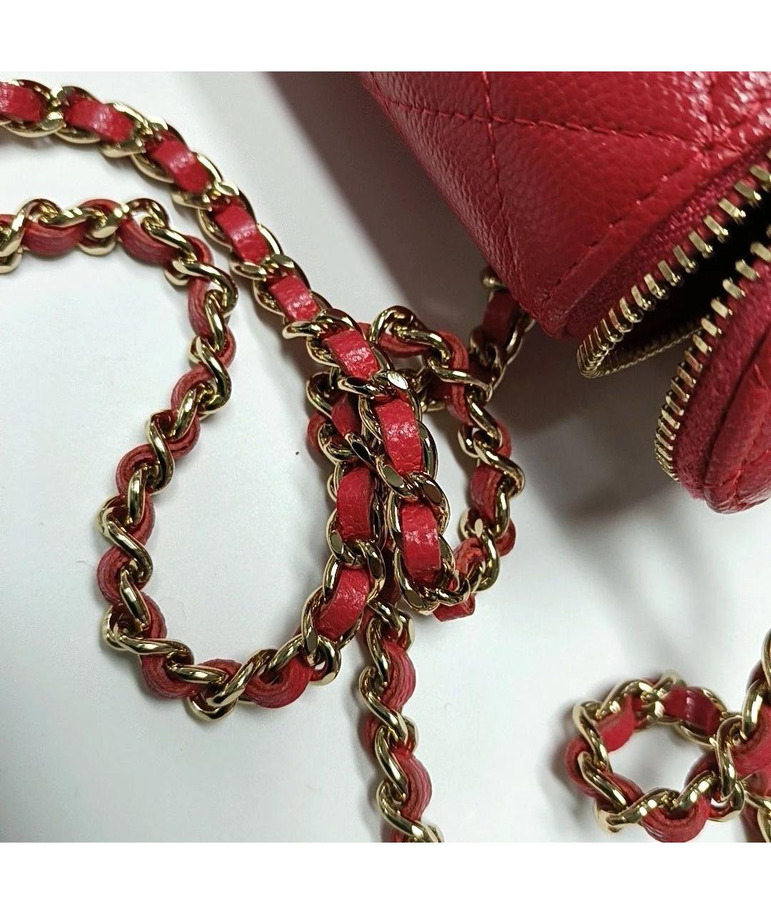 CHANEL Красная кожаная сумка через плечо, фото 8