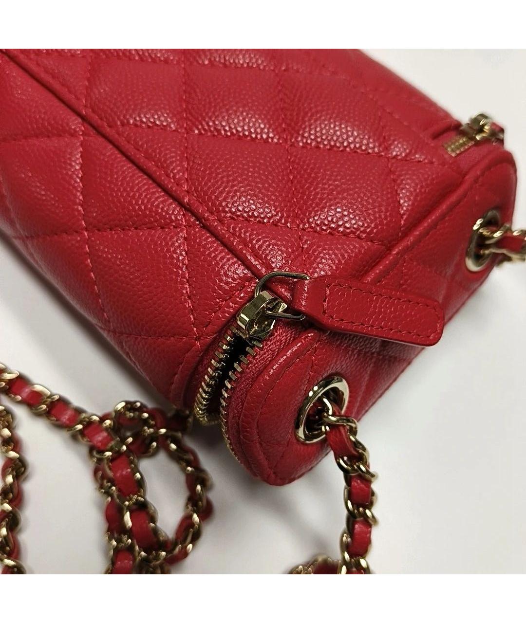 CHANEL Красная кожаная сумка через плечо, фото 7