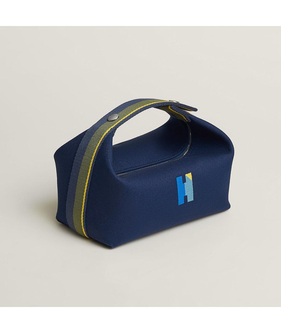 HERMES Синяя тканевая косметичка, фото 7
