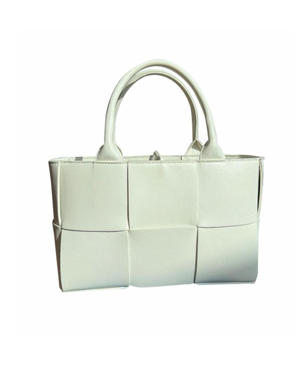 BOTTEGA VENETA Белая кожаная сумка с короткими ручками, фото 9
