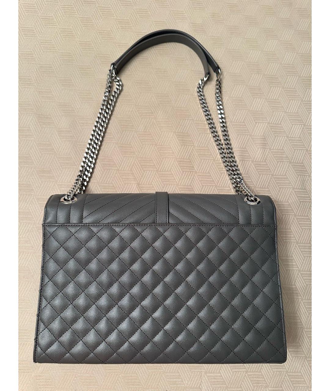 SAINT LAURENT Серая кожаная сумка через плечо, фото 3