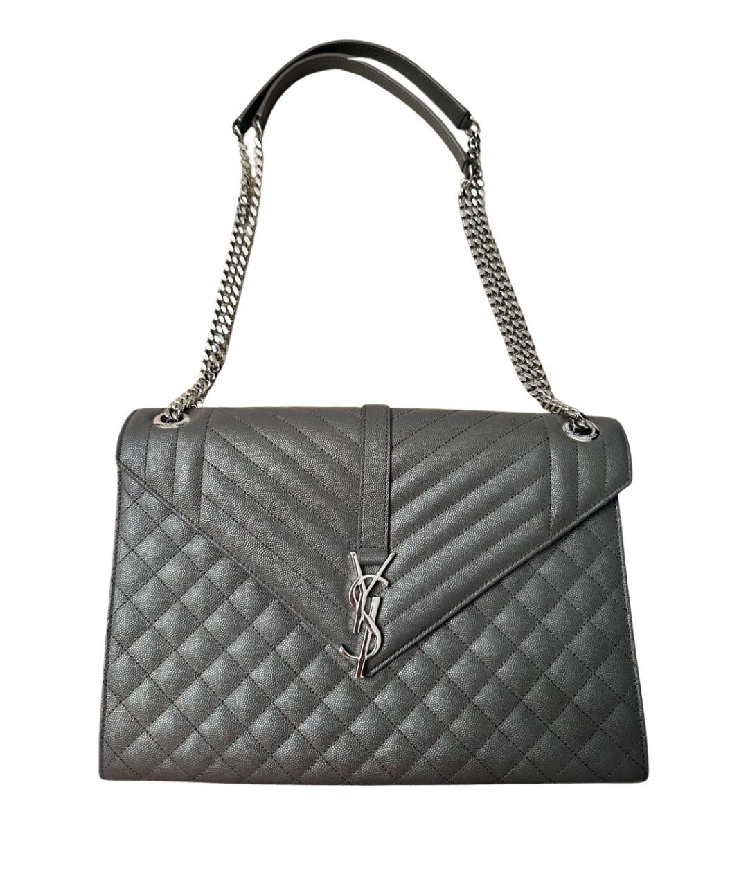 SAINT LAURENT Серая кожаная сумка через плечо, фото 1