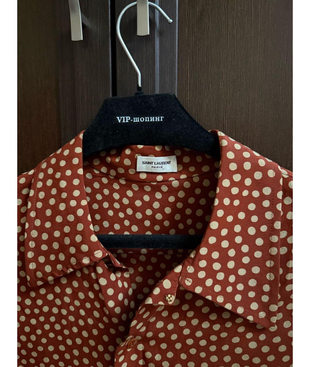 SAINT LAURENT Коричневая шелковая блузы, фото 6