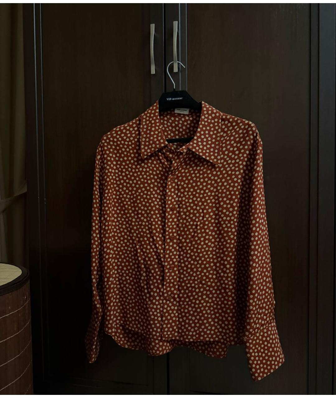 SAINT LAURENT Коричневая шелковая блузы, фото 9