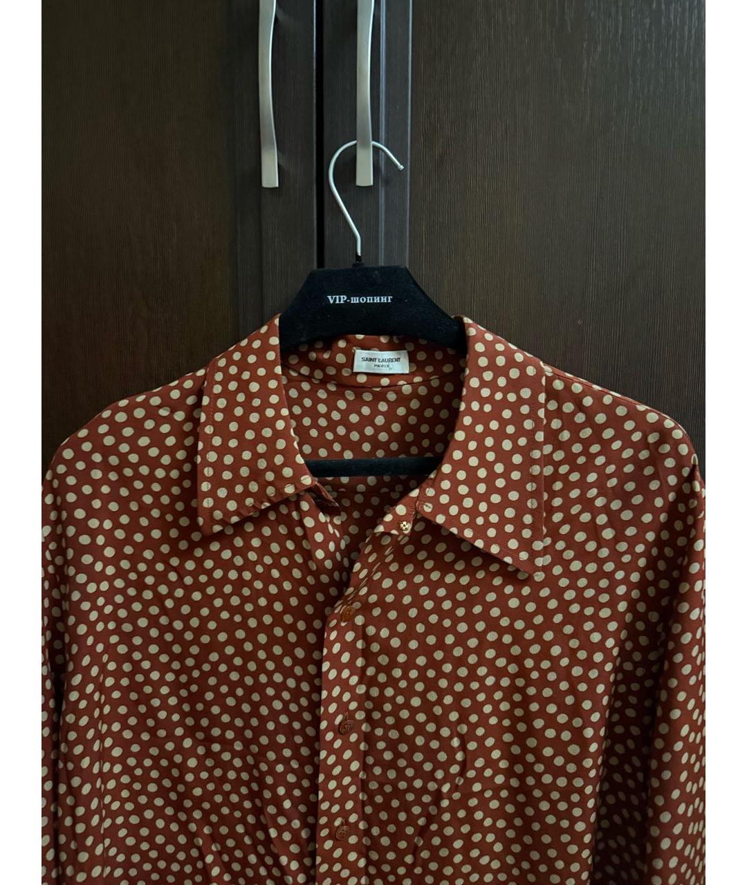 SAINT LAURENT Коричневая шелковая блузы, фото 5