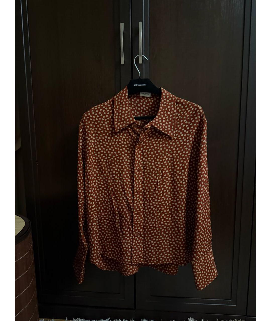 SAINT LAURENT Коричневая шелковая блузы, фото 4