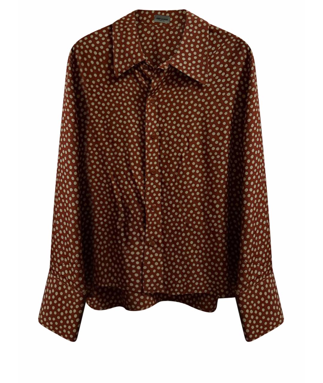 SAINT LAURENT Коричневая шелковая блузы, фото 1