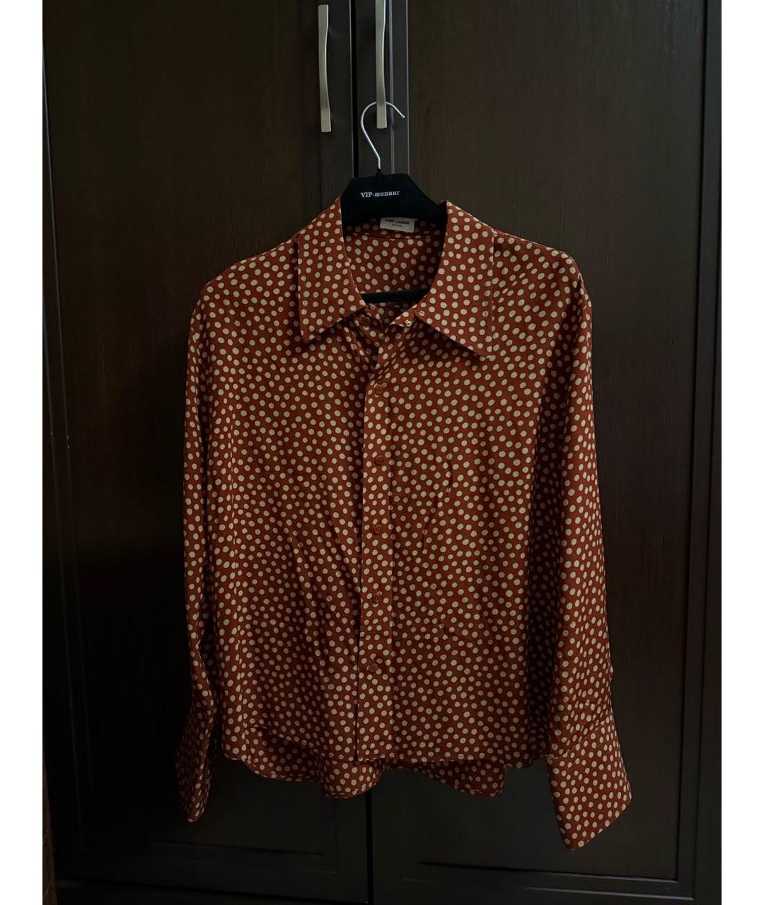 SAINT LAURENT Коричневая шелковая блузы, фото 2