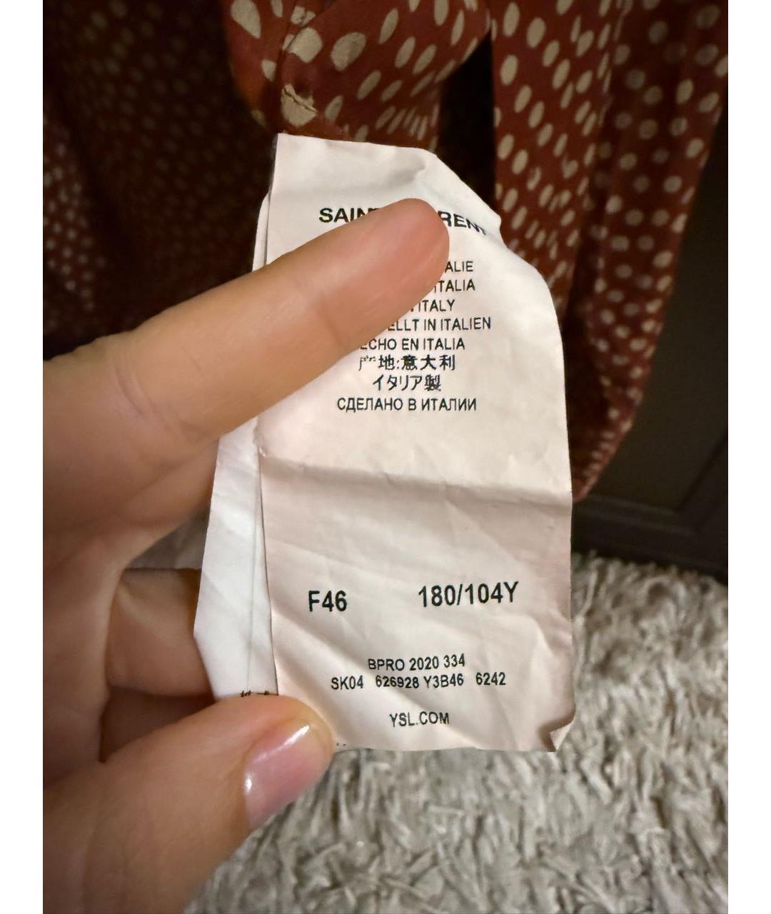 SAINT LAURENT Коричневая шелковая блузы, фото 8