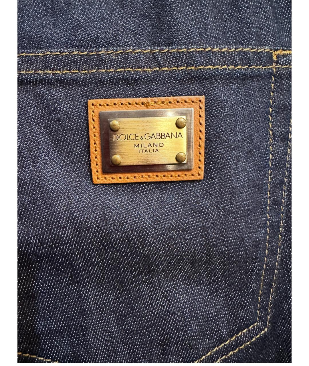 DOLCE&GABBANA Синие хлопковые прямые джинсы, фото 5