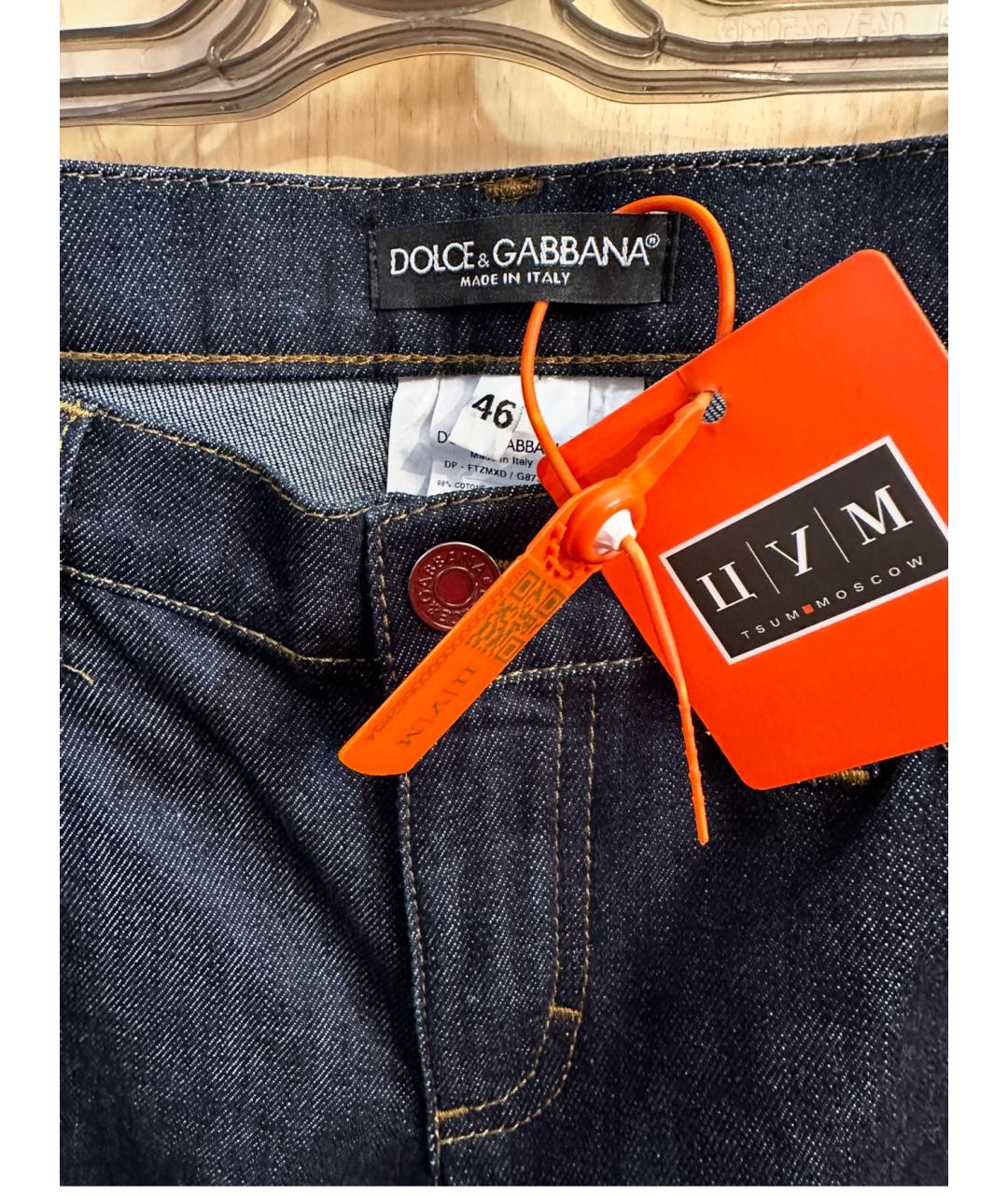 DOLCE&GABBANA Синие хлопковые прямые джинсы, фото 3