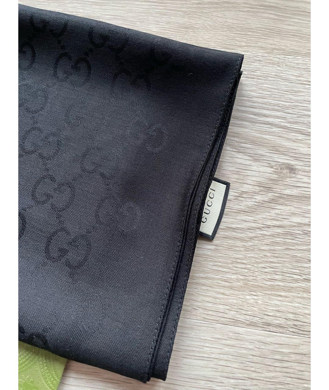 GUCCI Черный шерстяной шарф, фото 5