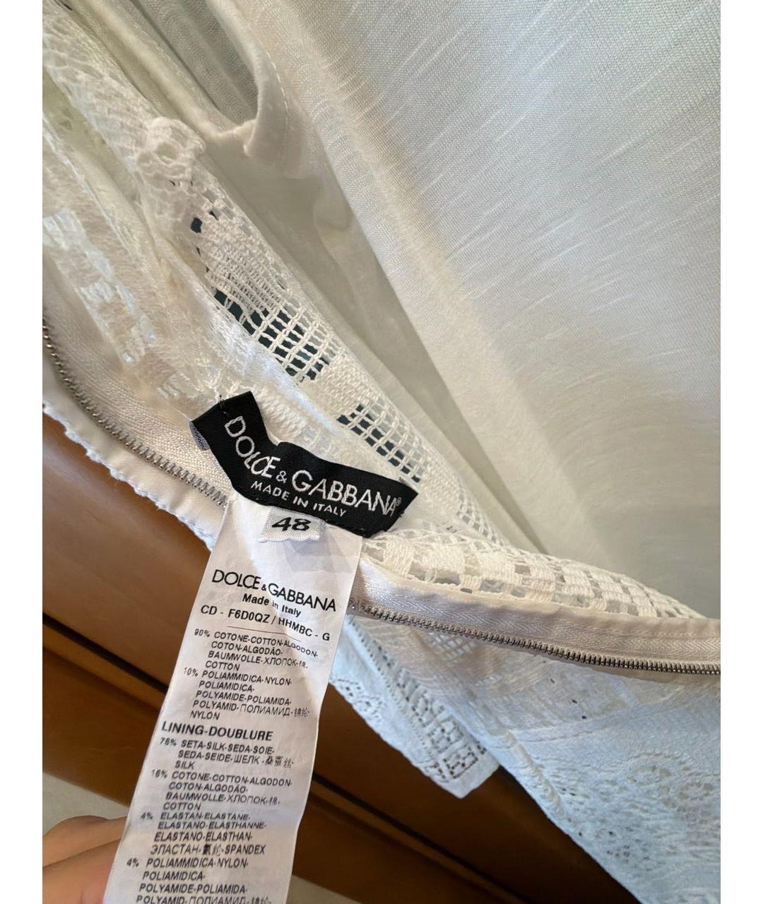 DOLCE&GABBANA Белое шелковое повседневное платье, фото 3