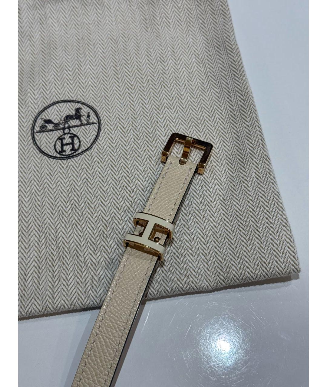 HERMES Бежевый кожаный ремень, фото 3