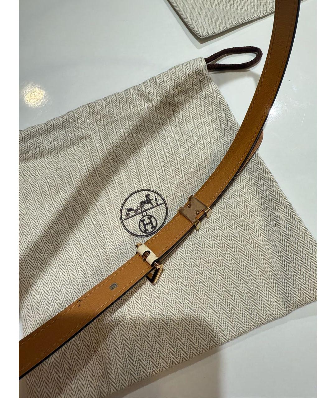 HERMES Бежевый кожаный ремень, фото 6