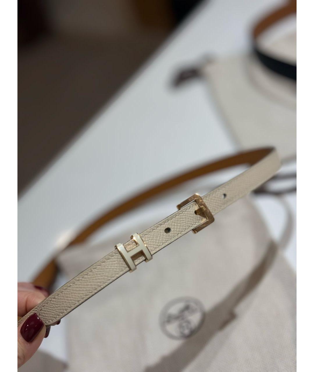 HERMES Бежевый кожаный ремень, фото 5