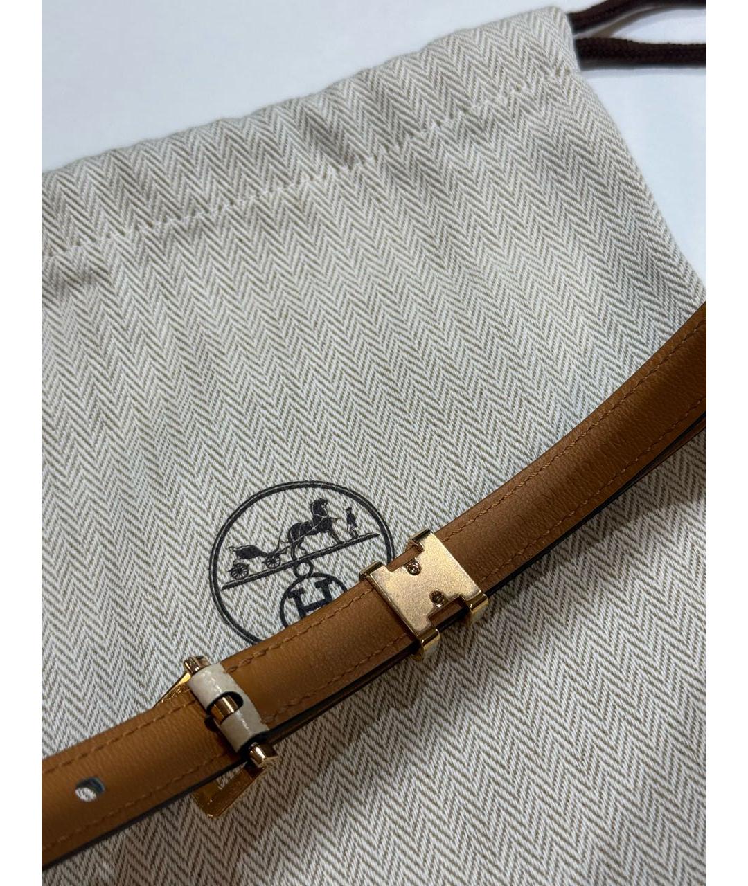 HERMES Бежевый кожаный ремень, фото 4