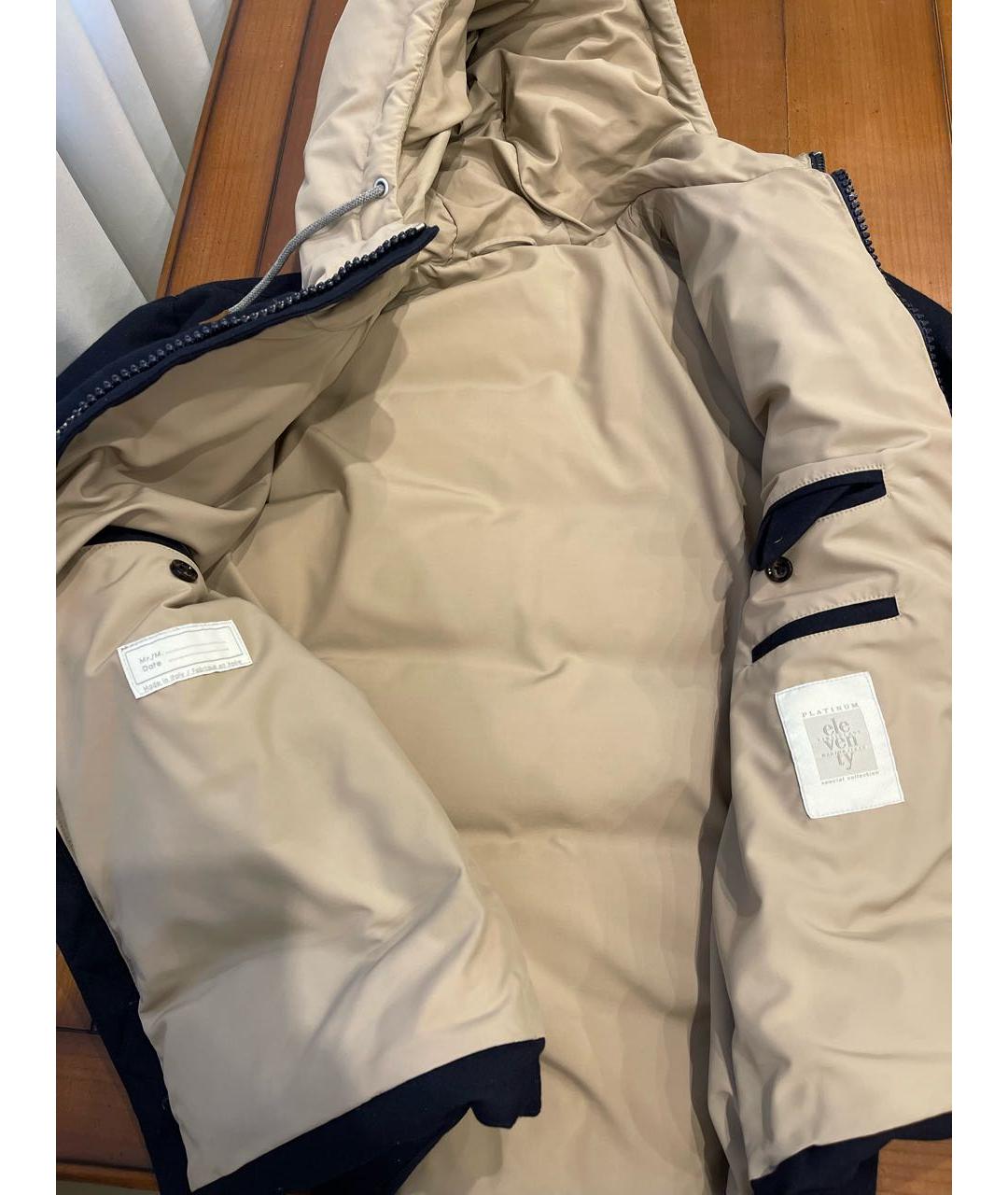 ELEVENTY Темно-синий шерстяной пуховик, фото 4