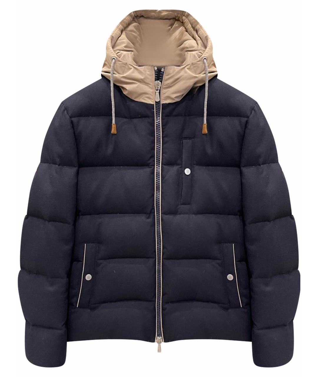 ELEVENTY Темно-синий шерстяной пуховик, фото 1