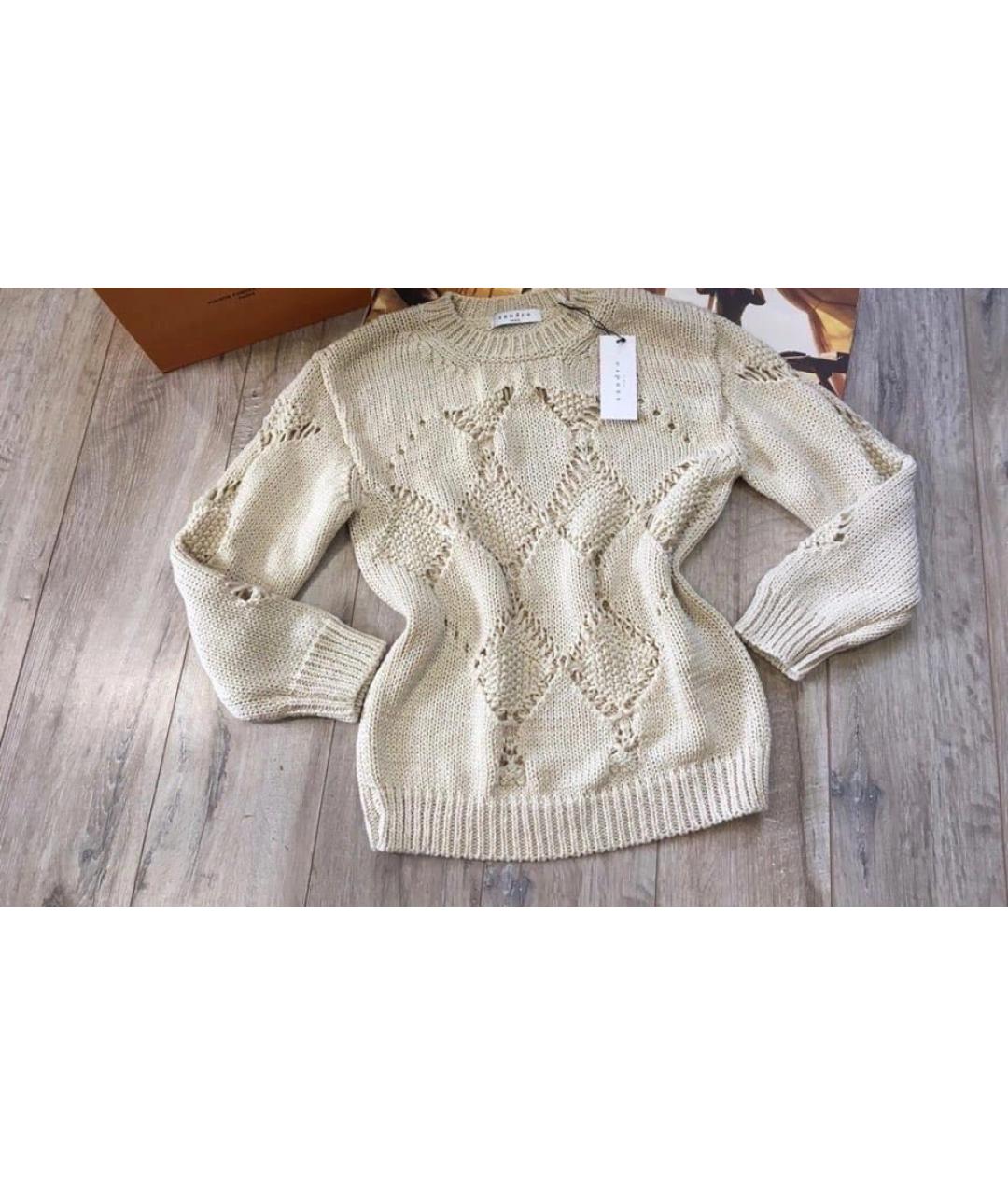 SANDRO Бежевый полиэстеровый джемпер / свитер, фото 5